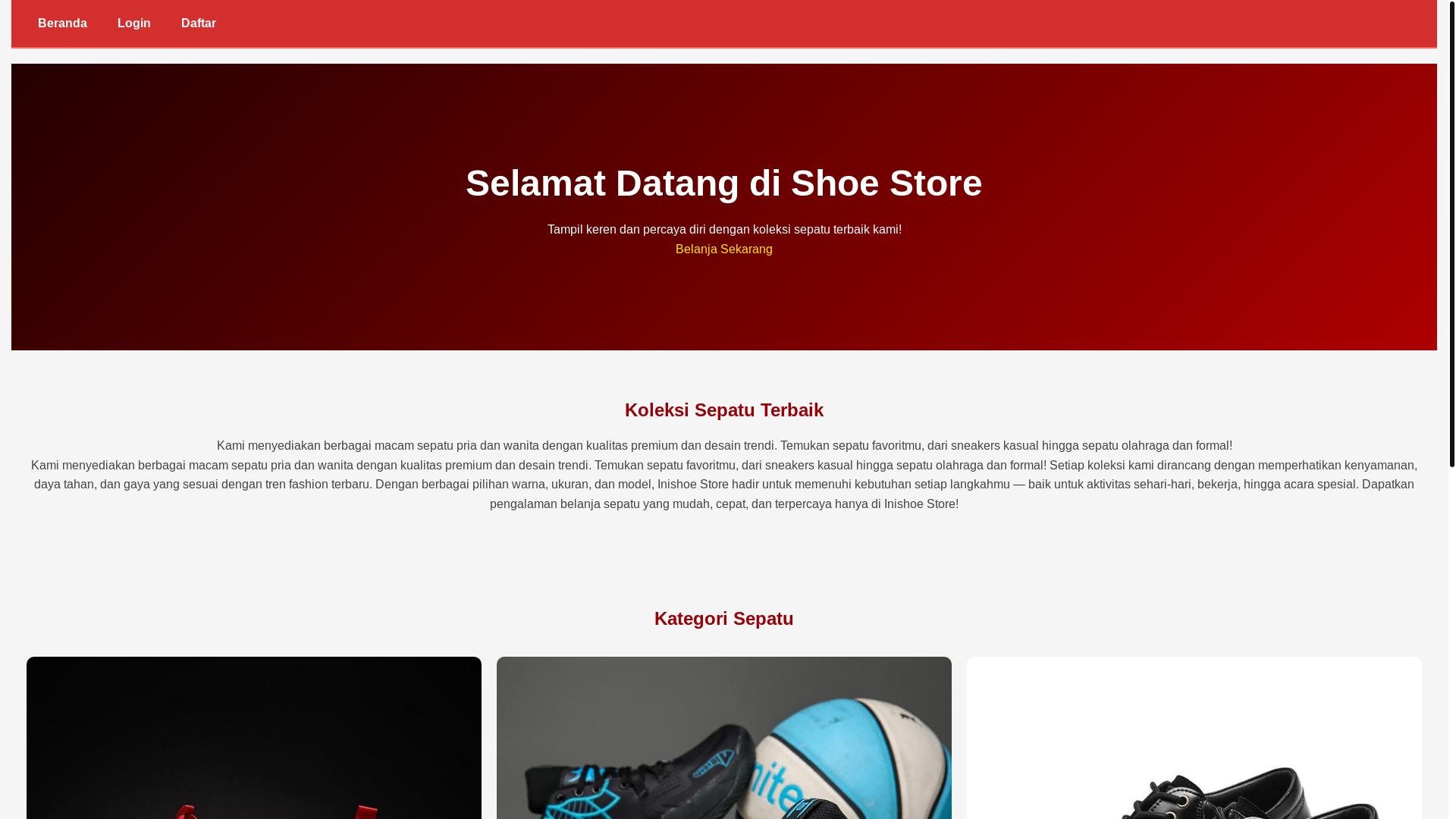 website screenshot of https://shoe-store.my.id/