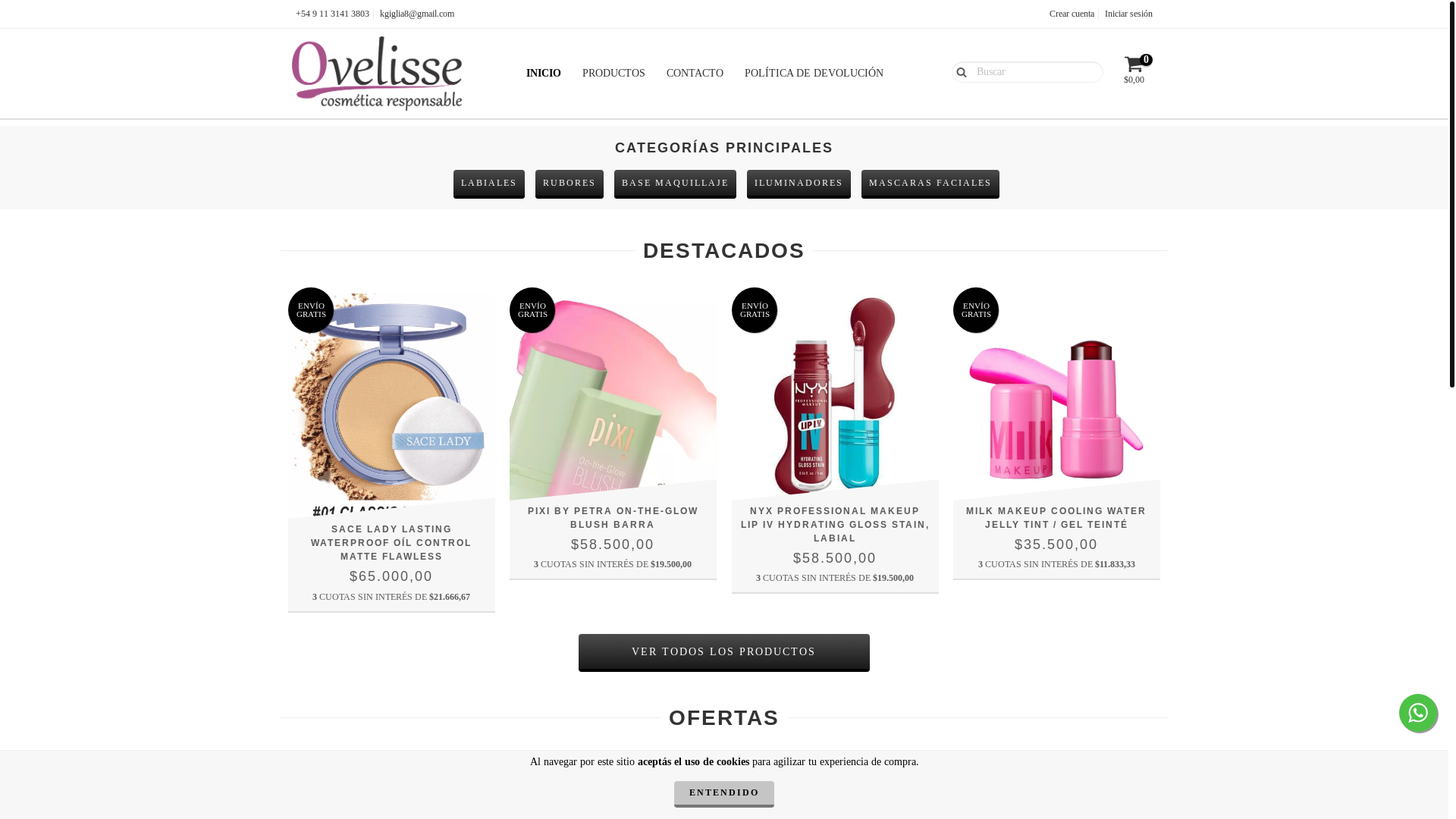 website screenshot of https://ovelisse.com.ar/