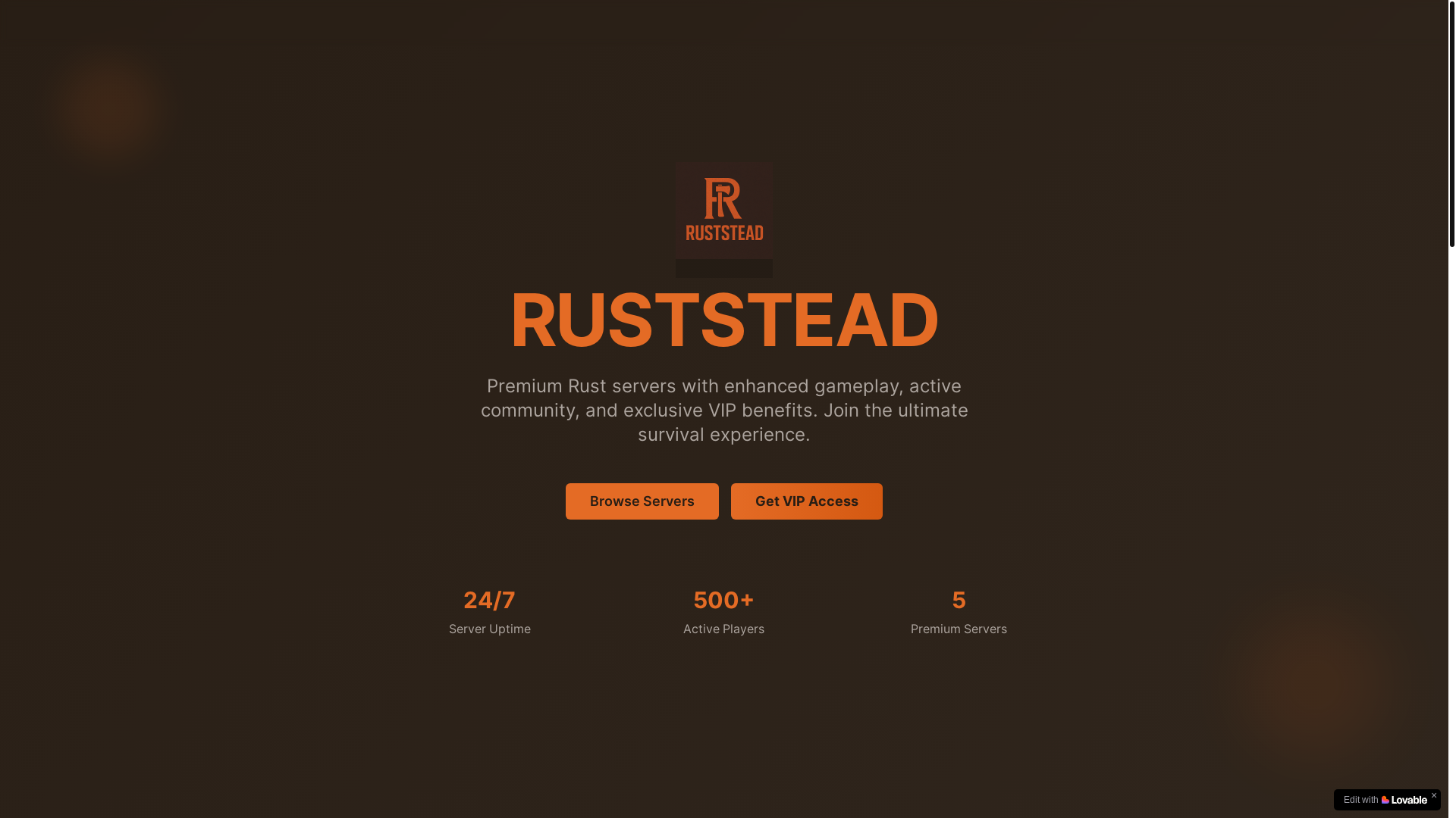 website screenshot of https://ruststead.com/
