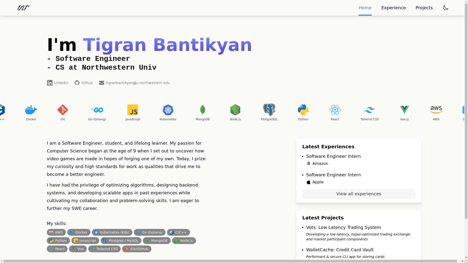 website screenshot of https://tigranbantikyan.pages.dev/
