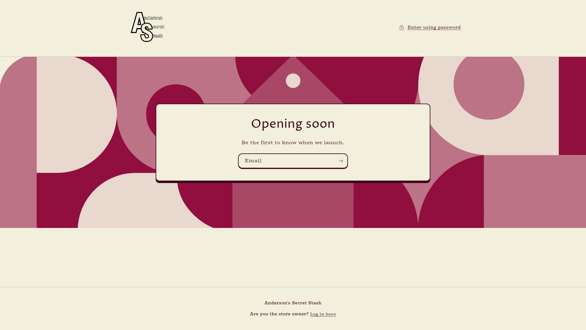 website screenshot of https://andersonssecretstash.com/