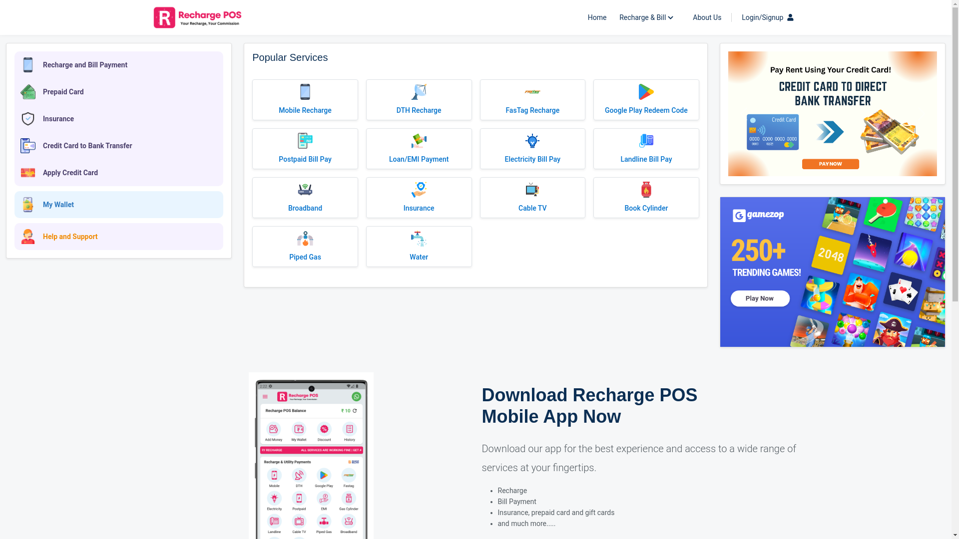 website screenshot of https://recharge-pos-web-app.pages.dev/