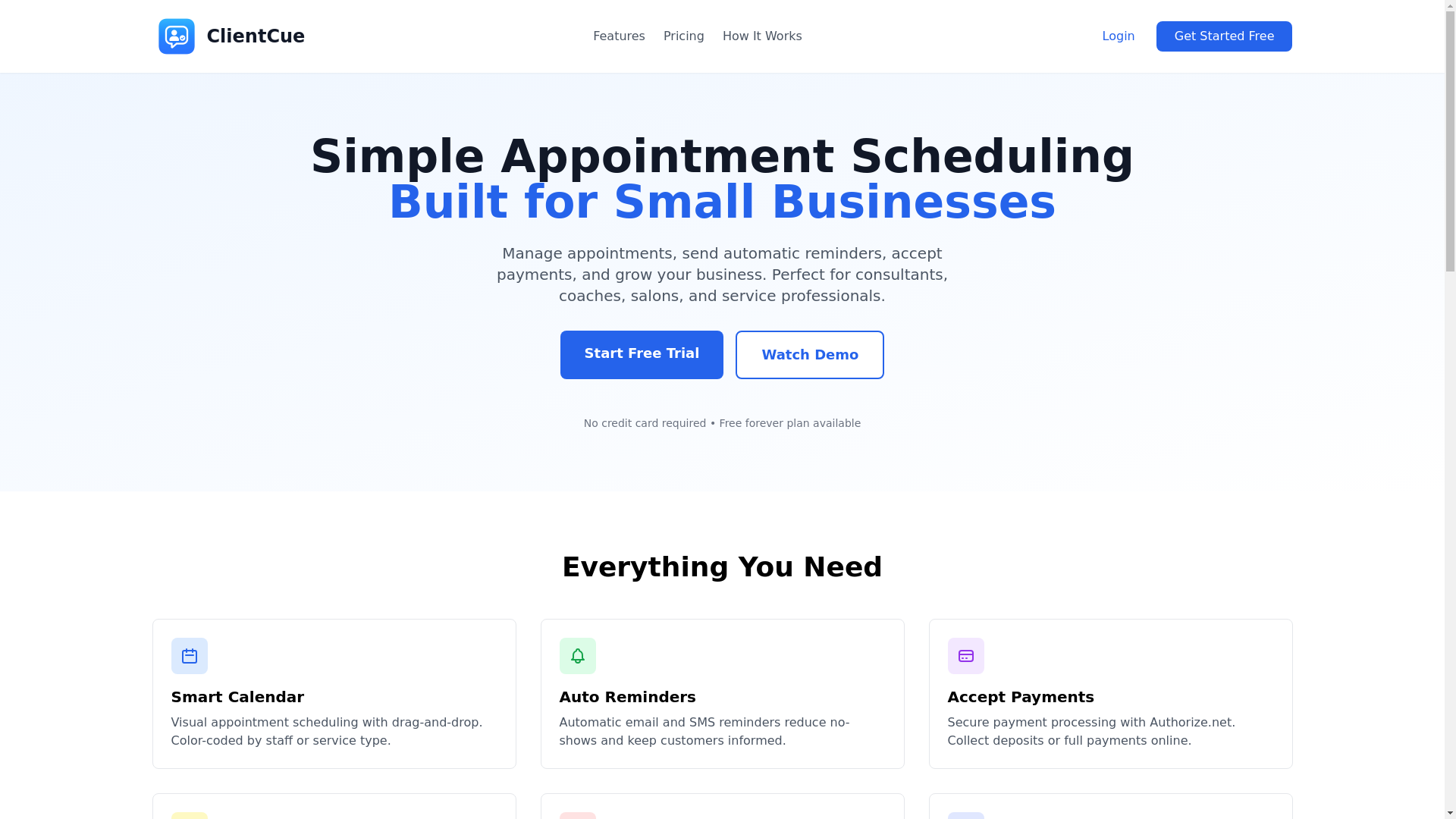 website screenshot of https://client-cue.com/