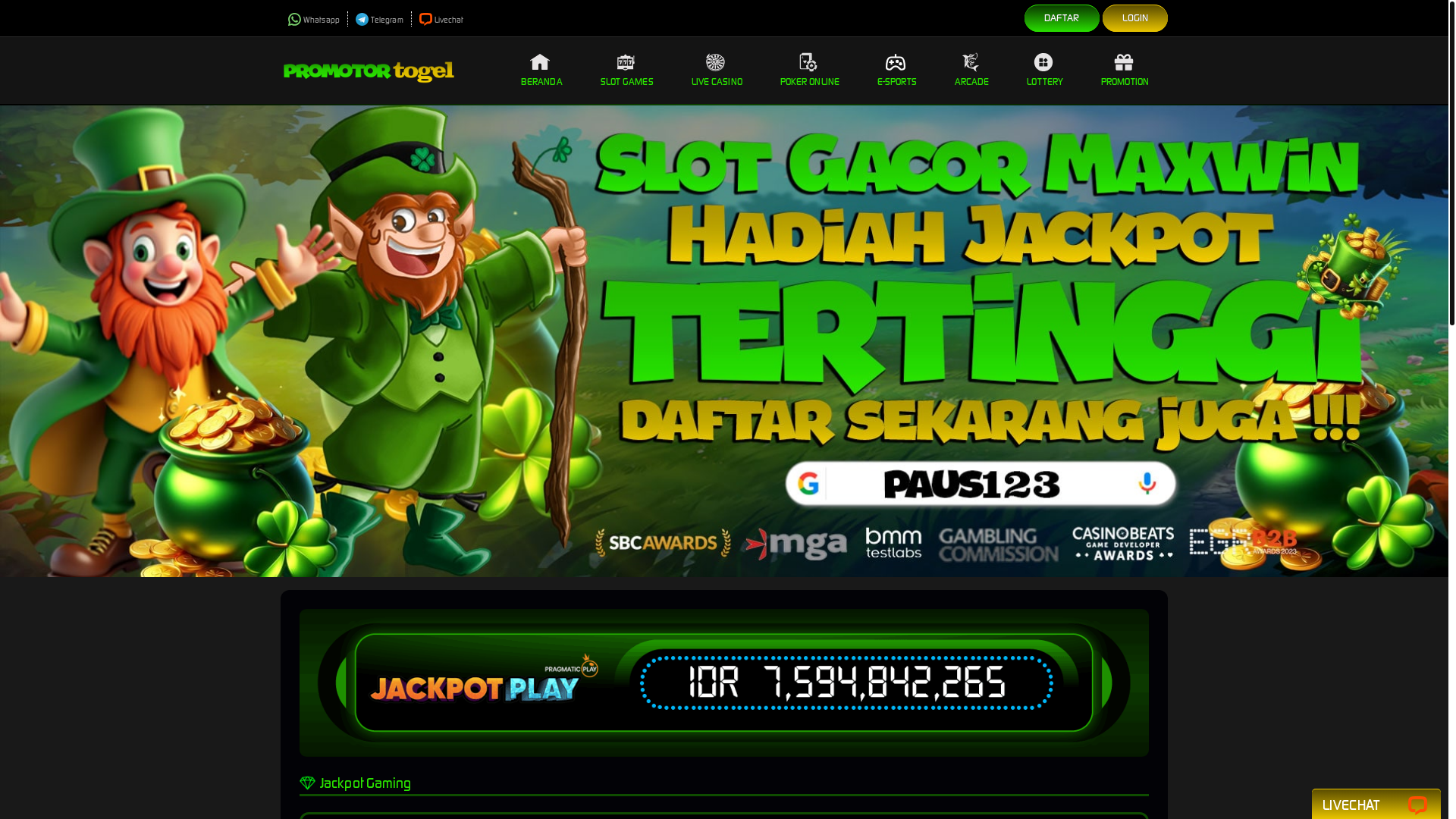 website screenshot of https://promotortogel.org/