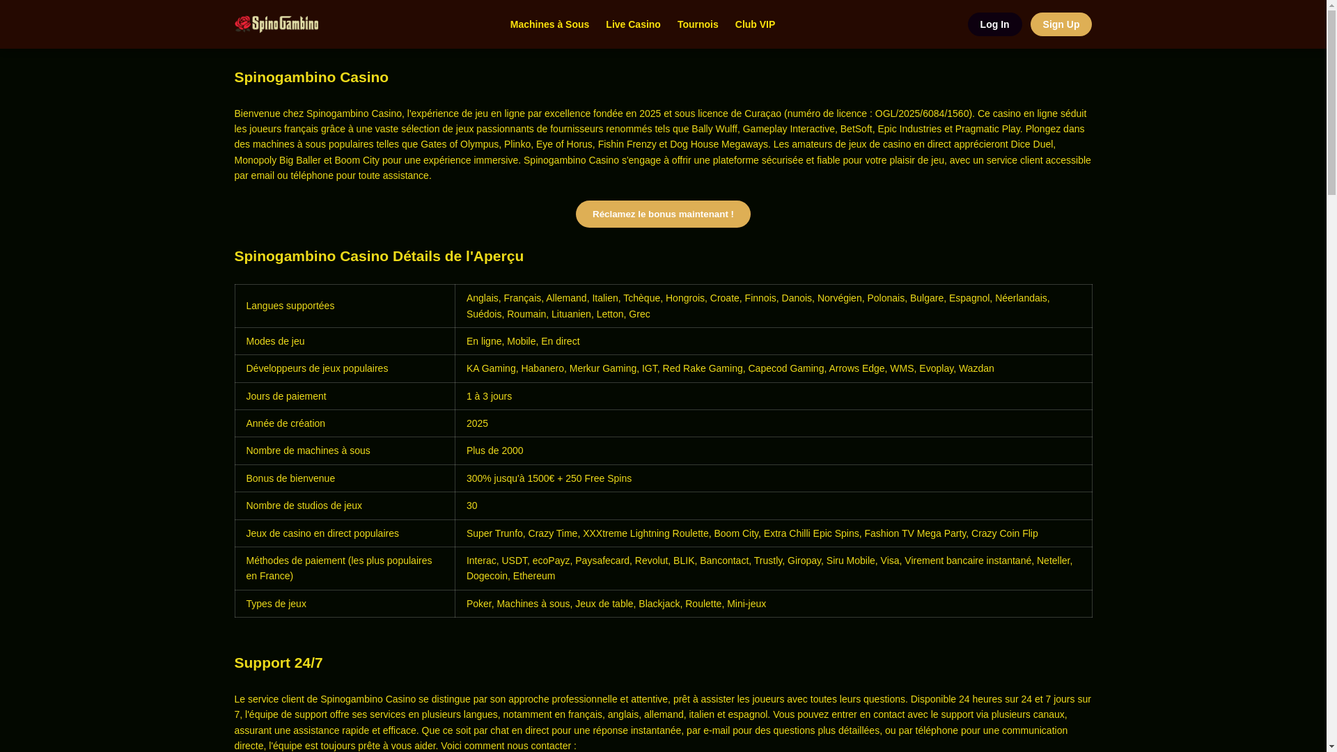 website screenshot of https://spinogambinocasino-fr.pages.dev/