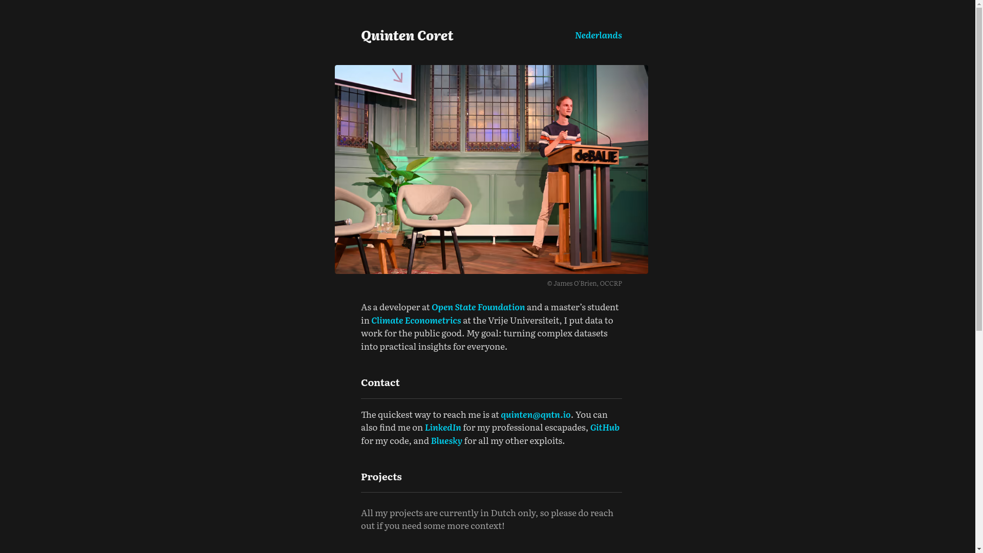 website screenshot of https://quintencoret.nl/