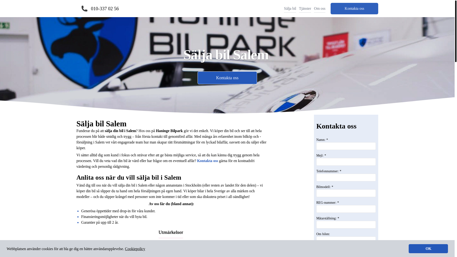 website screenshot of https://saljabilsalem.se/
