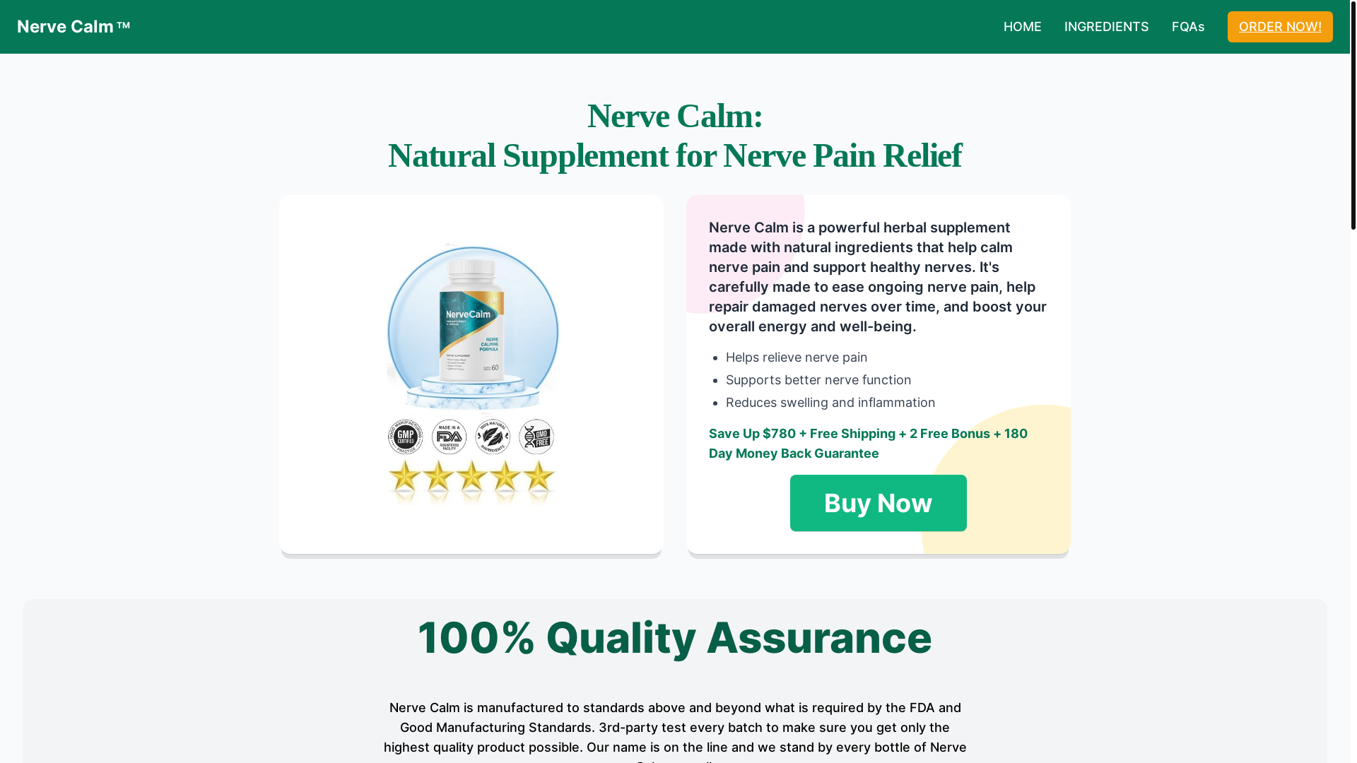 website screenshot of https://nervecalm.website/