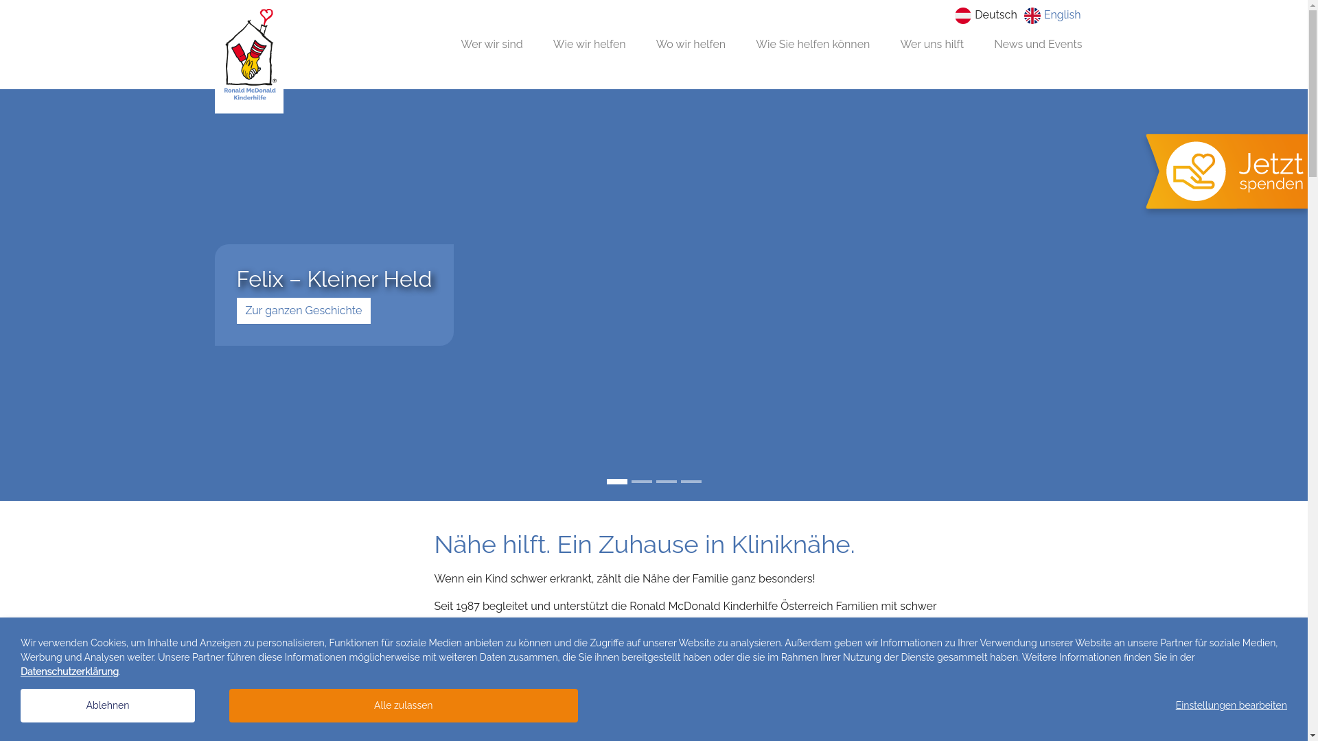 website screenshot of https://ronaldmcdonaldhouse.at/