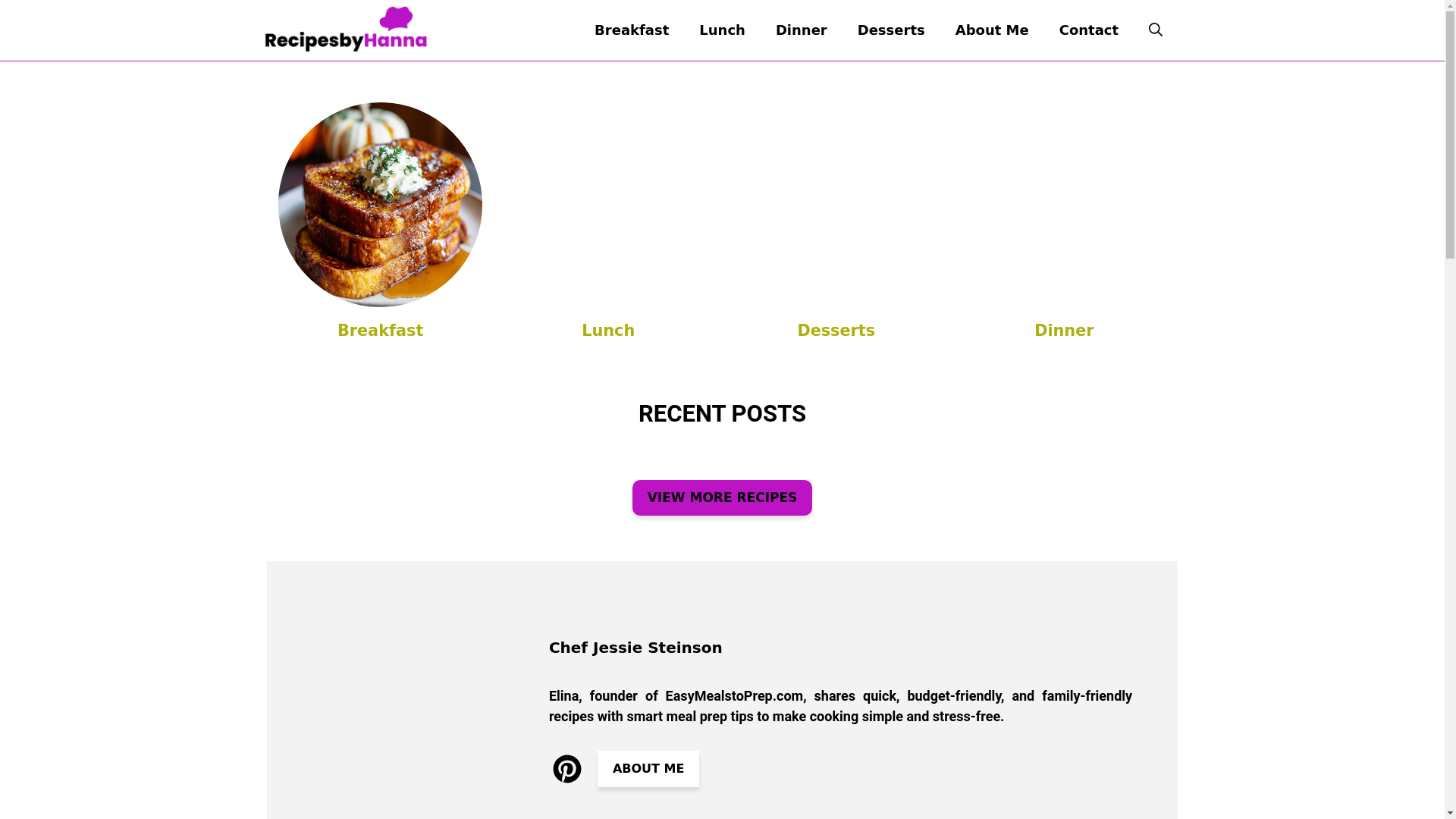 website screenshot of https://recipesbyhanna.com/