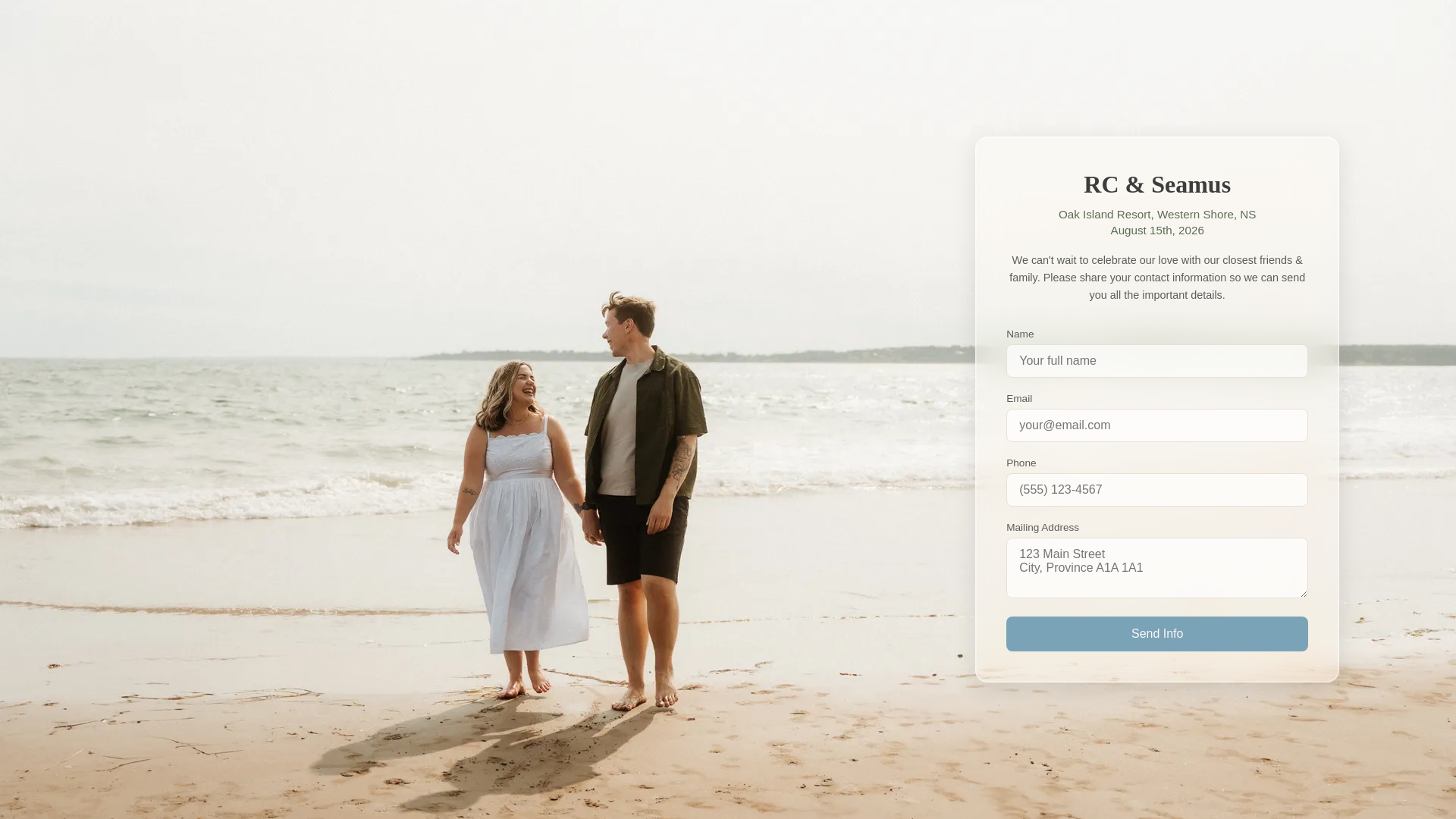 website screenshot of https://rcseamuswedding.ca/