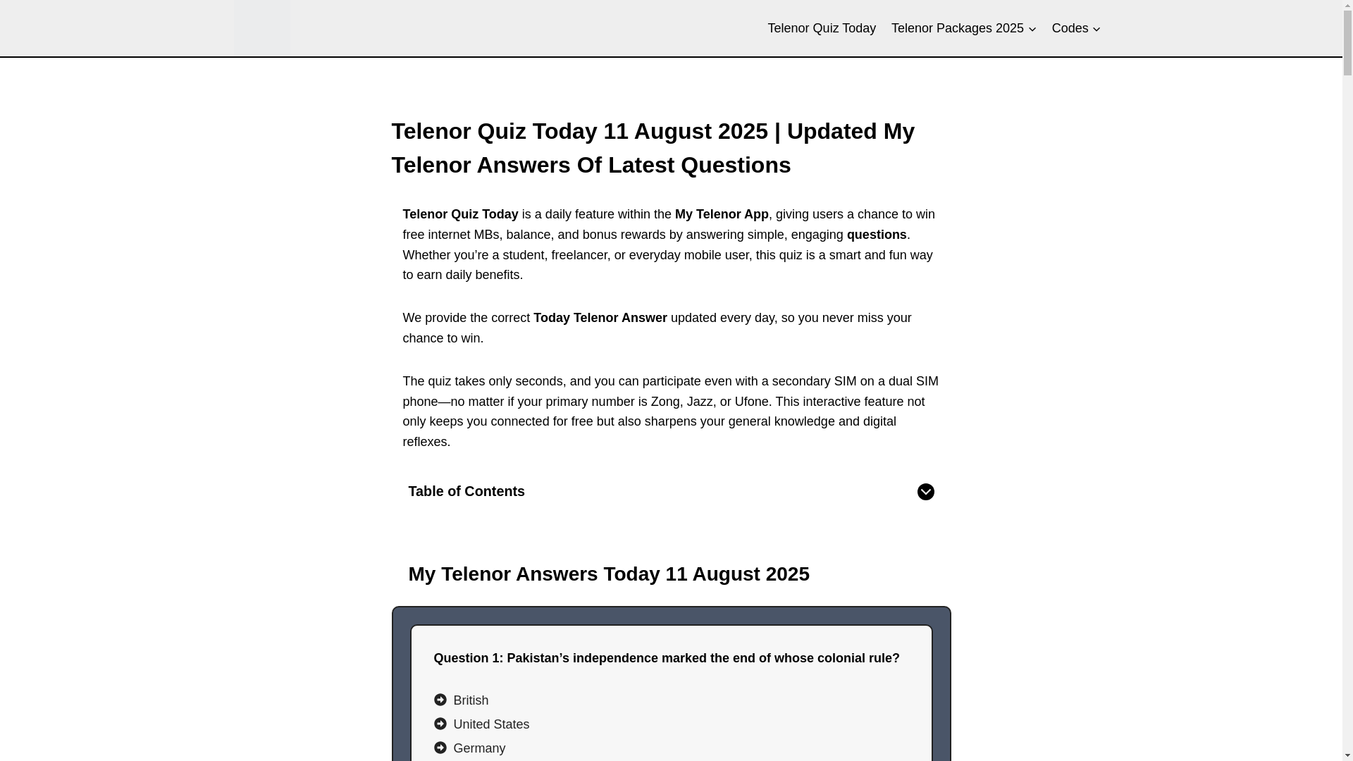 website screenshot of https://telequiztoday.pk/