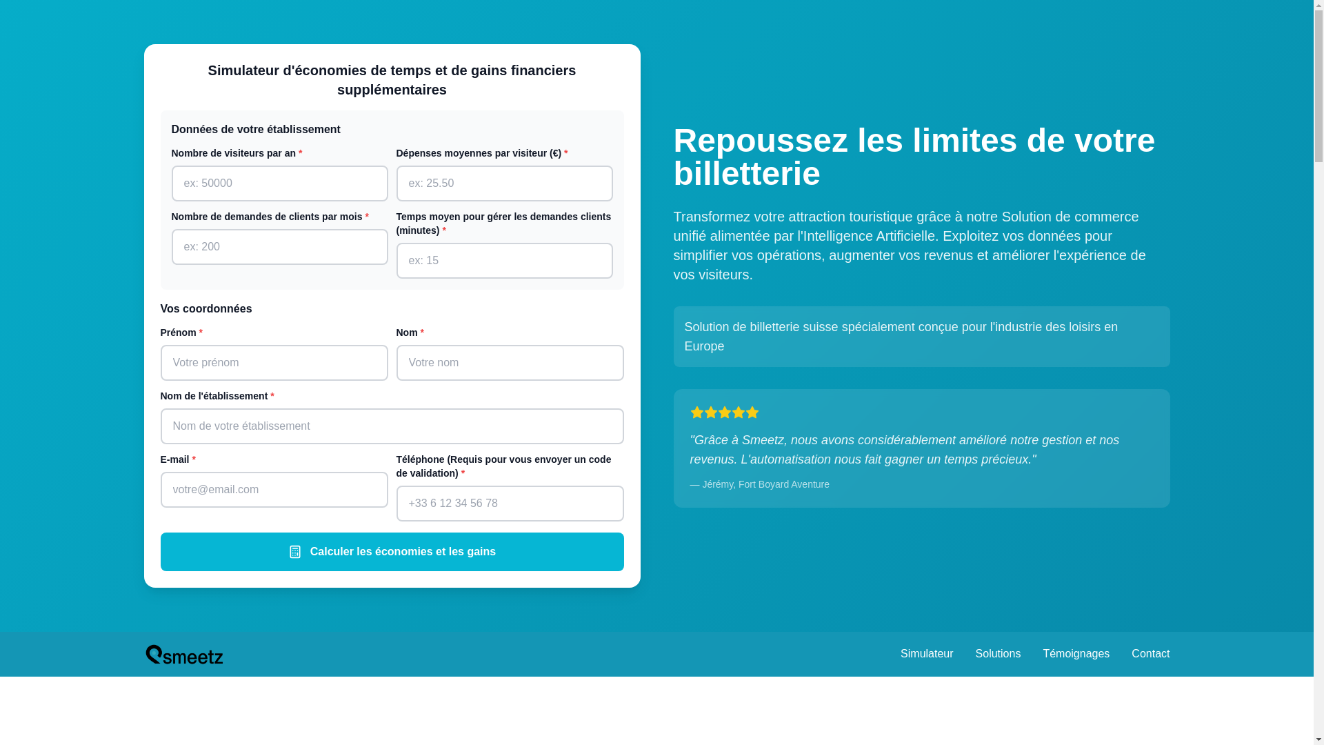 website screenshot of https://smeetz-billeterie.com/