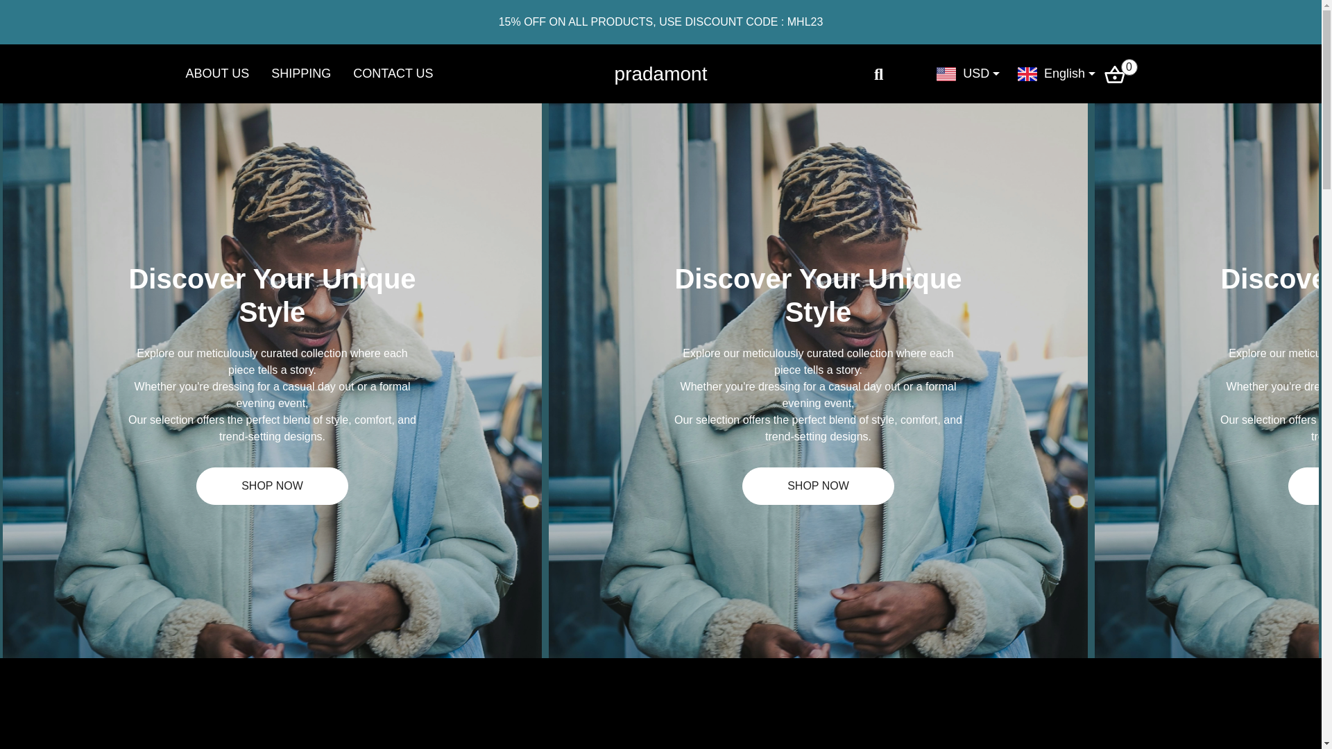 website screenshot of https://pradamont.store/