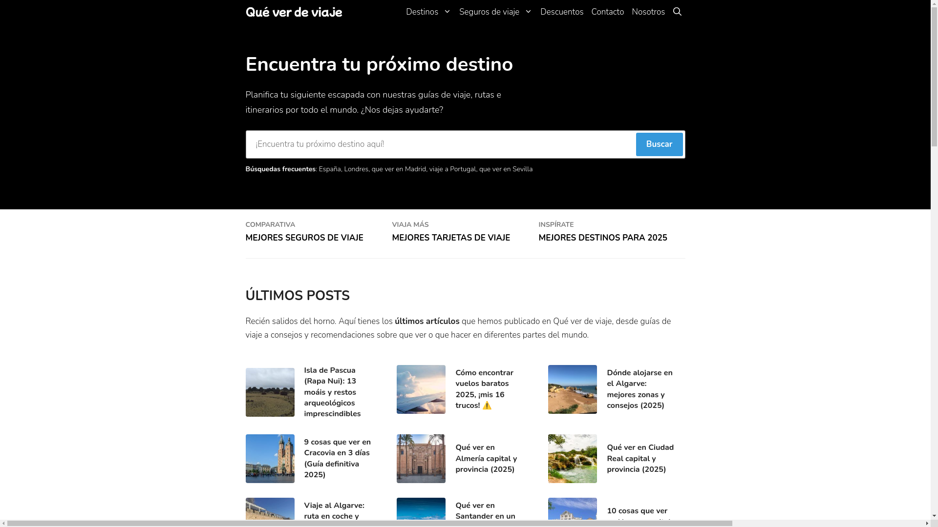website screenshot of https://queverdeviajes.com/