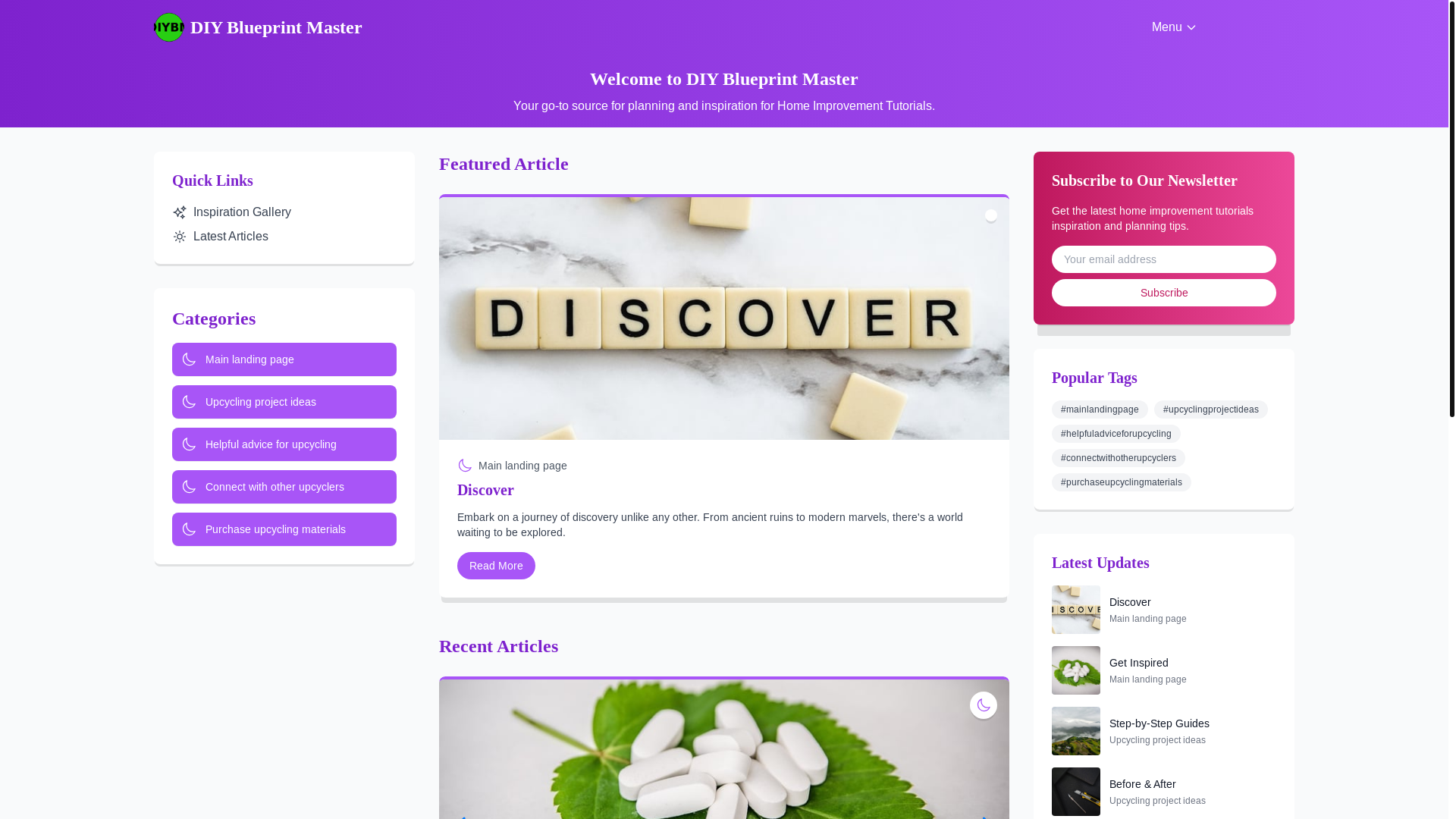 website screenshot of https://blueprintdiymastery.xyz/
