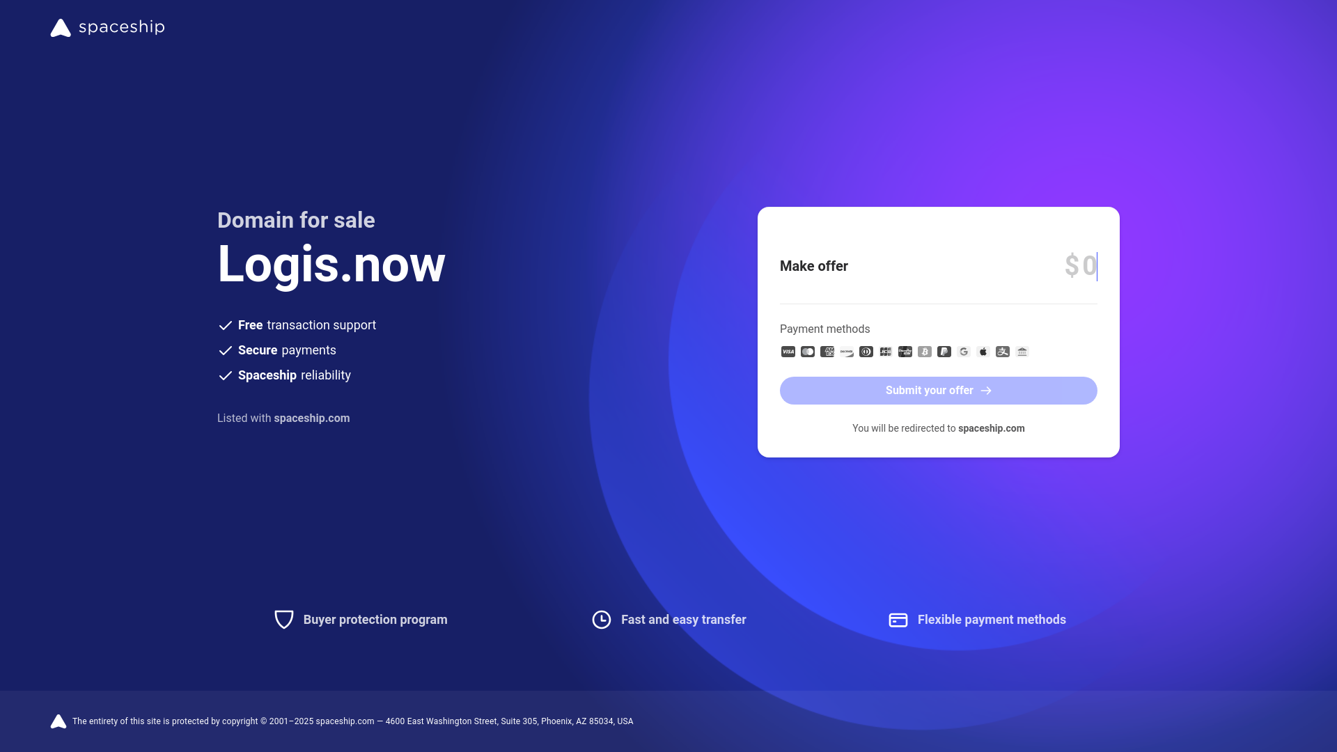 website screenshot of https://logis.now/