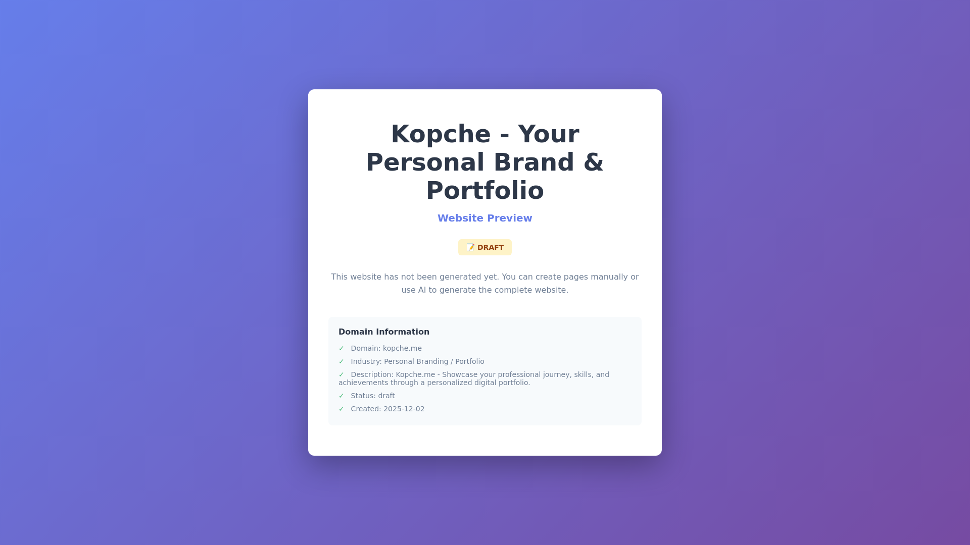 website screenshot of https://kopche.me/