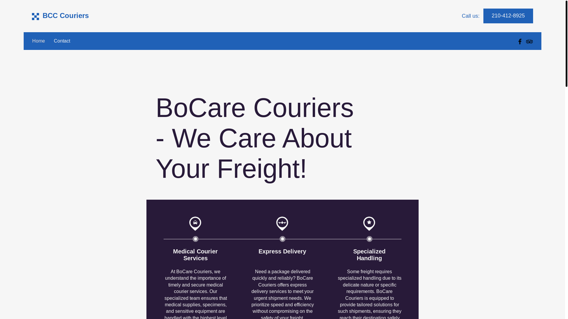 website screenshot of https://bocarecourier.com/