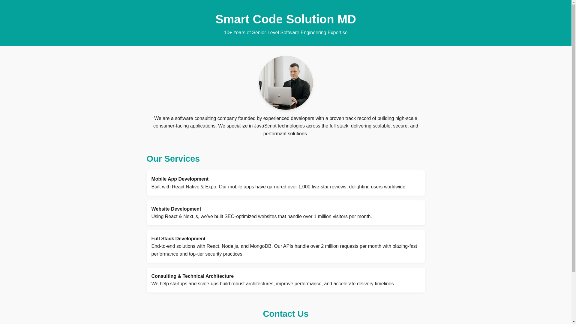 website screenshot of https://smartcodesolutionmd.com/