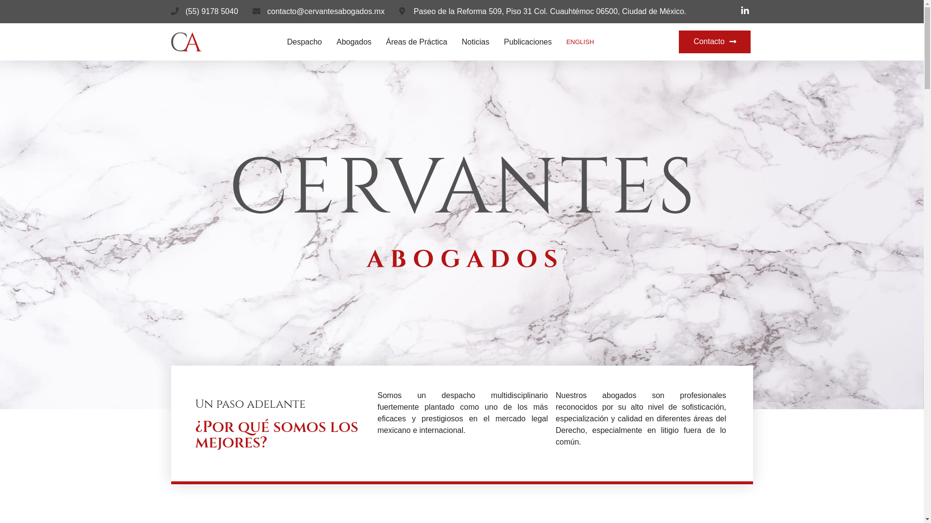 website screenshot of https://cervantesabogados.mx/