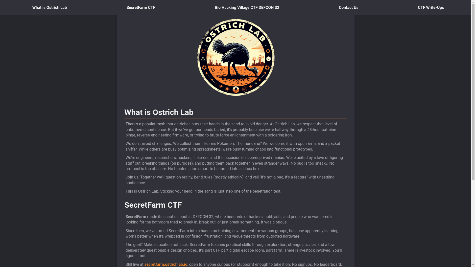 website screenshot of https://ostrichlab.io/