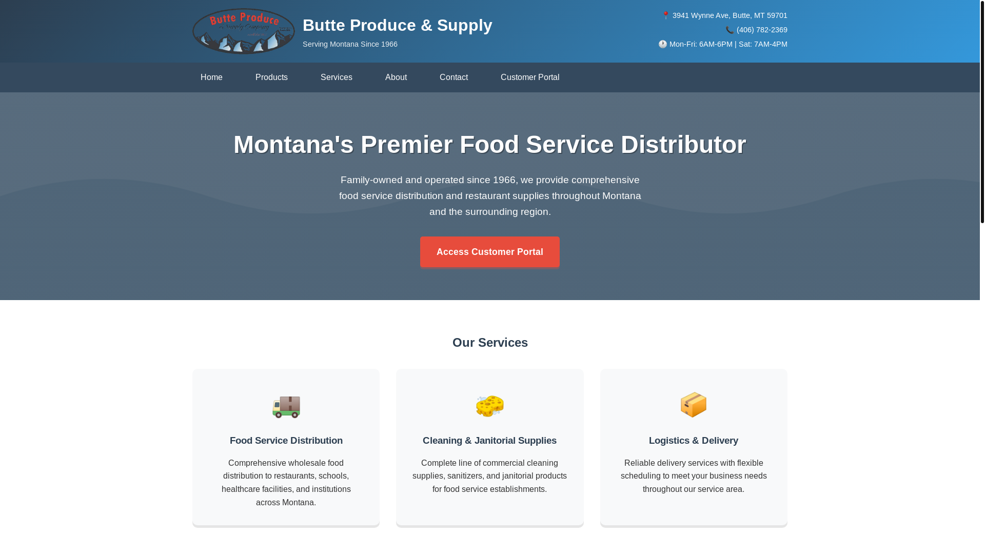 website screenshot of https://butteproducesupply.com/