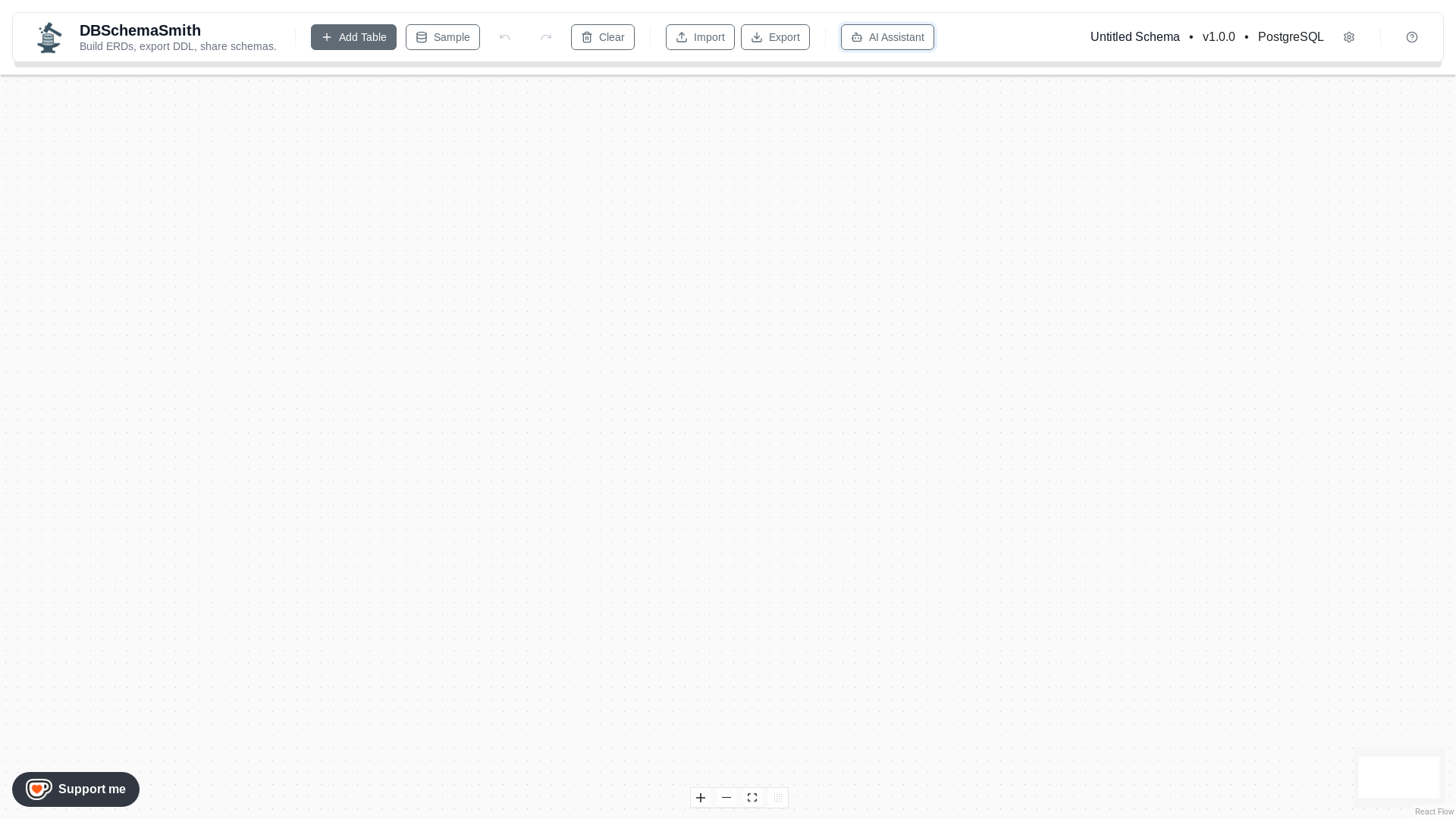 website screenshot of https://dbschemasmith.com/