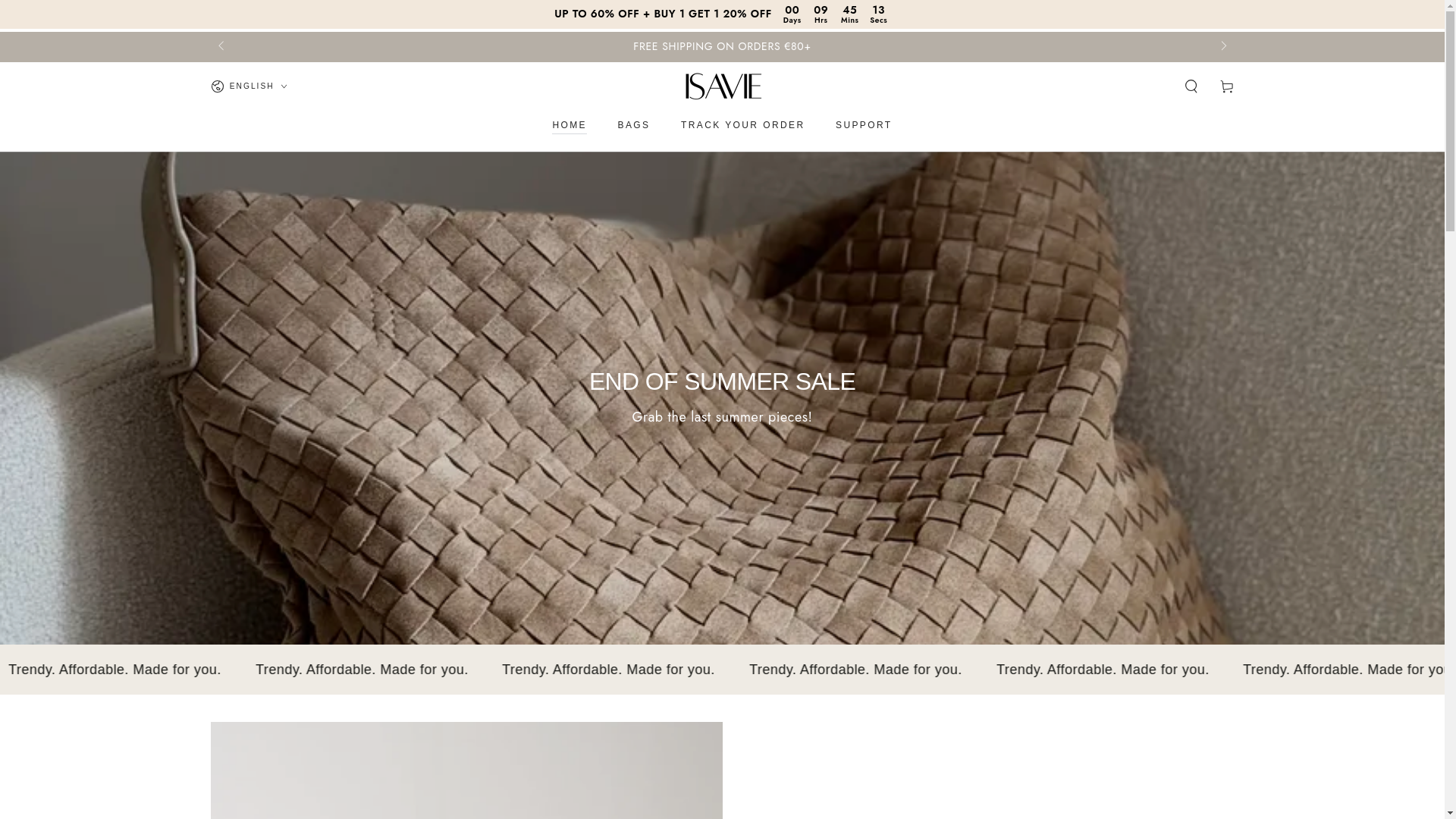 website screenshot of https://isavieboutique.it/