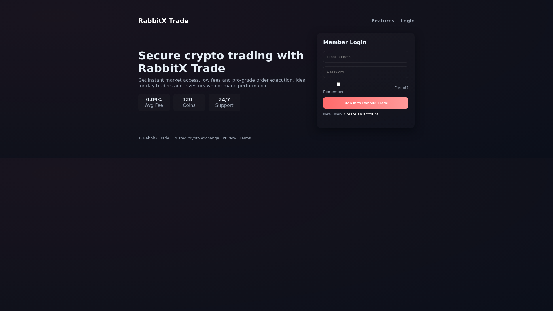 website screenshot of https://trade-x-rabit.pages.dev/