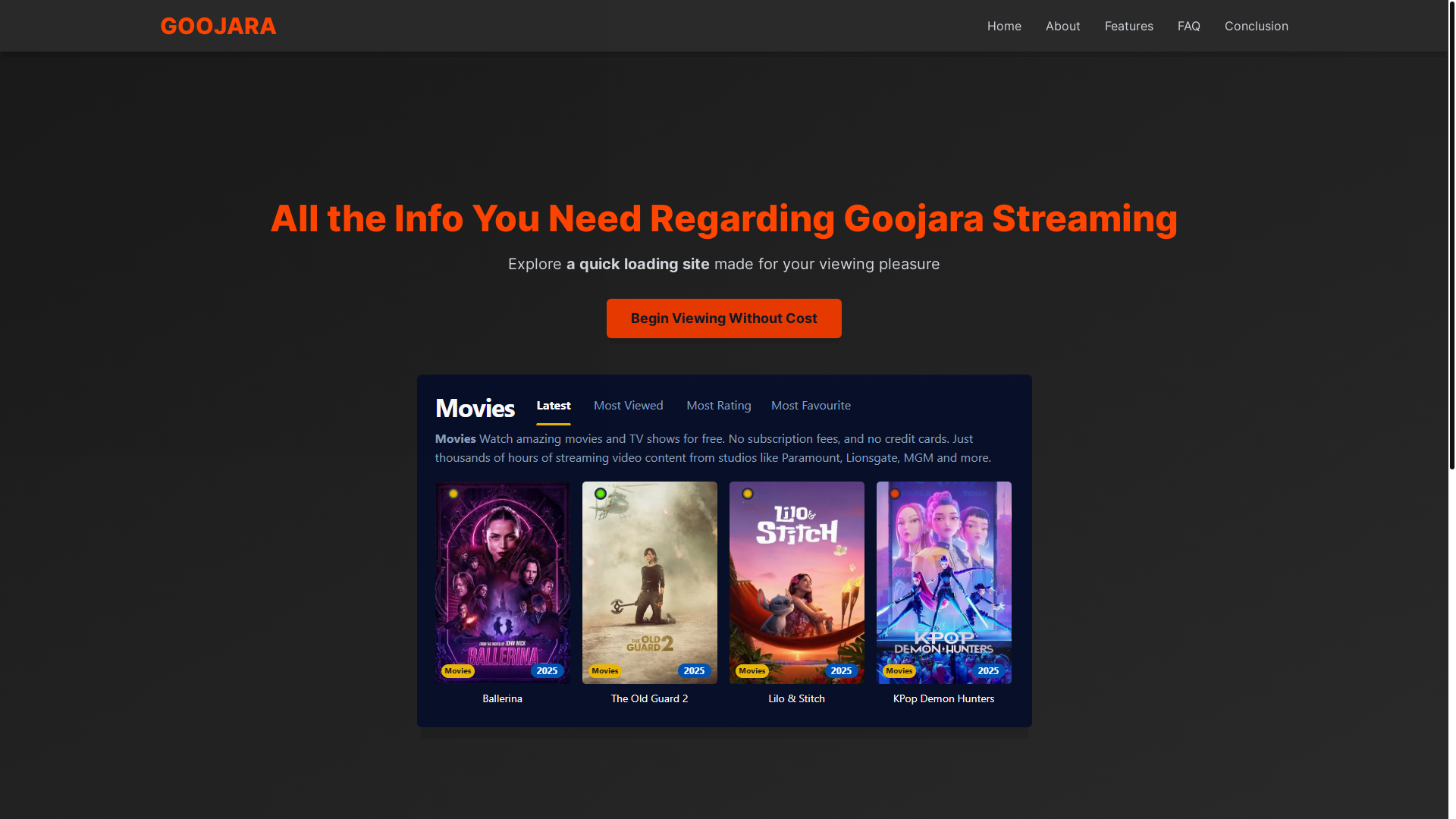 website screenshot of https://goojara-t3a2.pages.dev/
