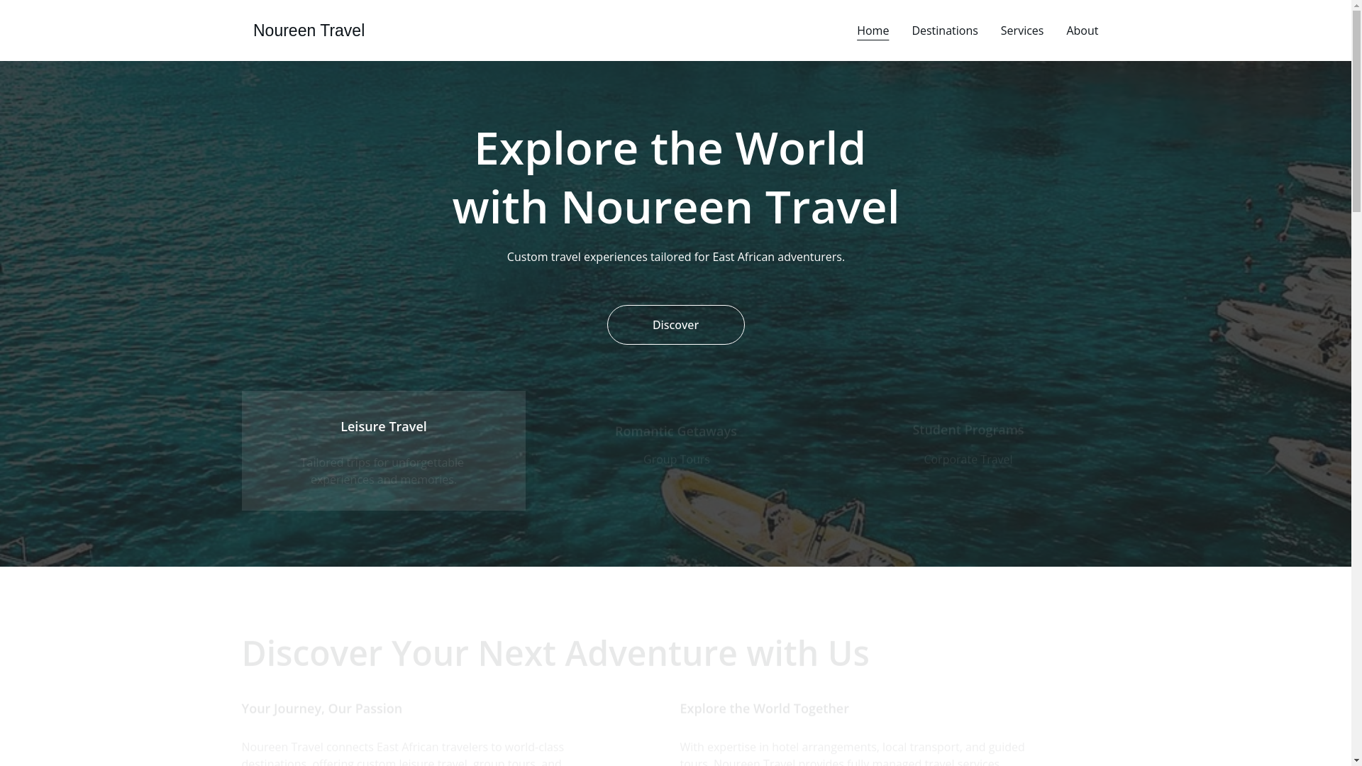 website screenshot of https://noureentravel.co.tz/