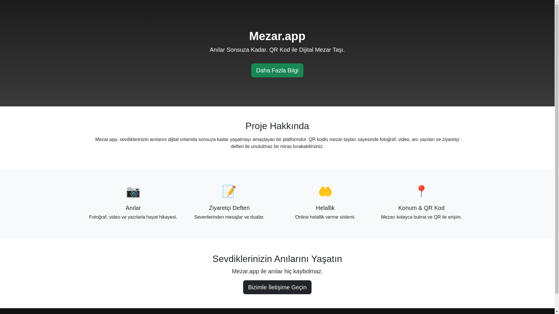website screenshot of https://mezar.app/