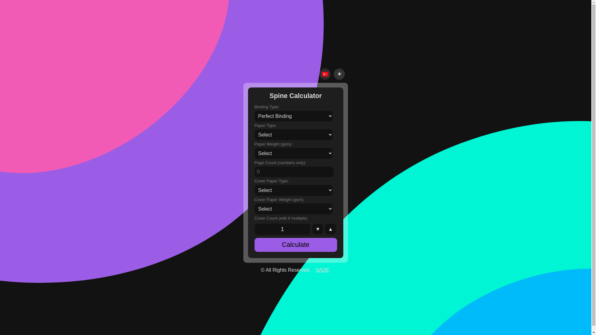 website screenshot of https://spinewidthcalculator.site/