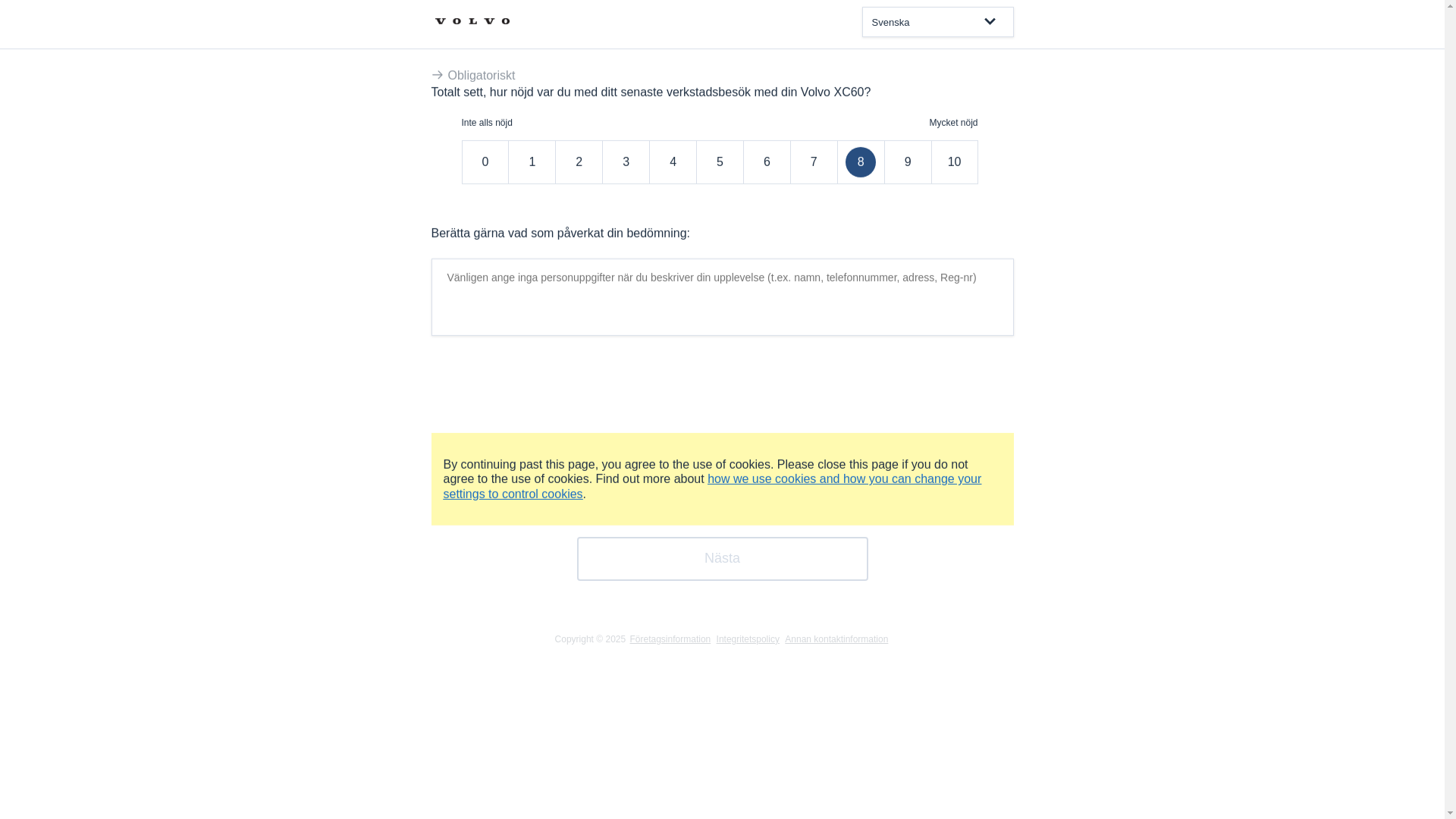 website screenshot of https://feedback.volvocars.com/?ef8xzbcrp6y5ts27fx9pht