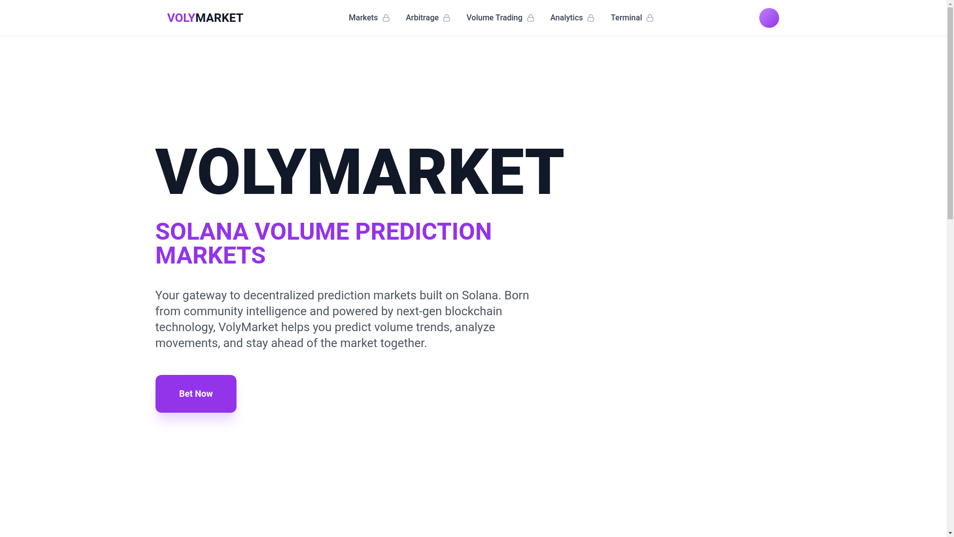 website screenshot of https://volymarket.xyz/