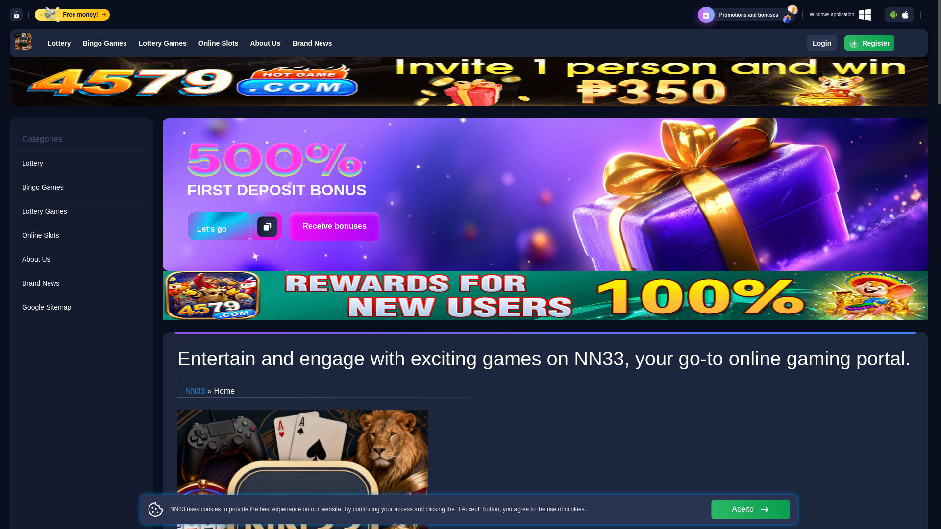 website screenshot of https://nn33casino.com/