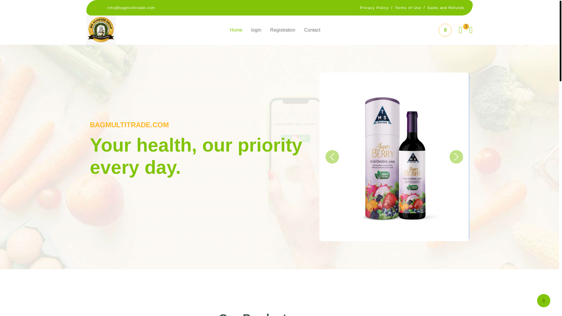 website screenshot of https://bagmultitrade.com/