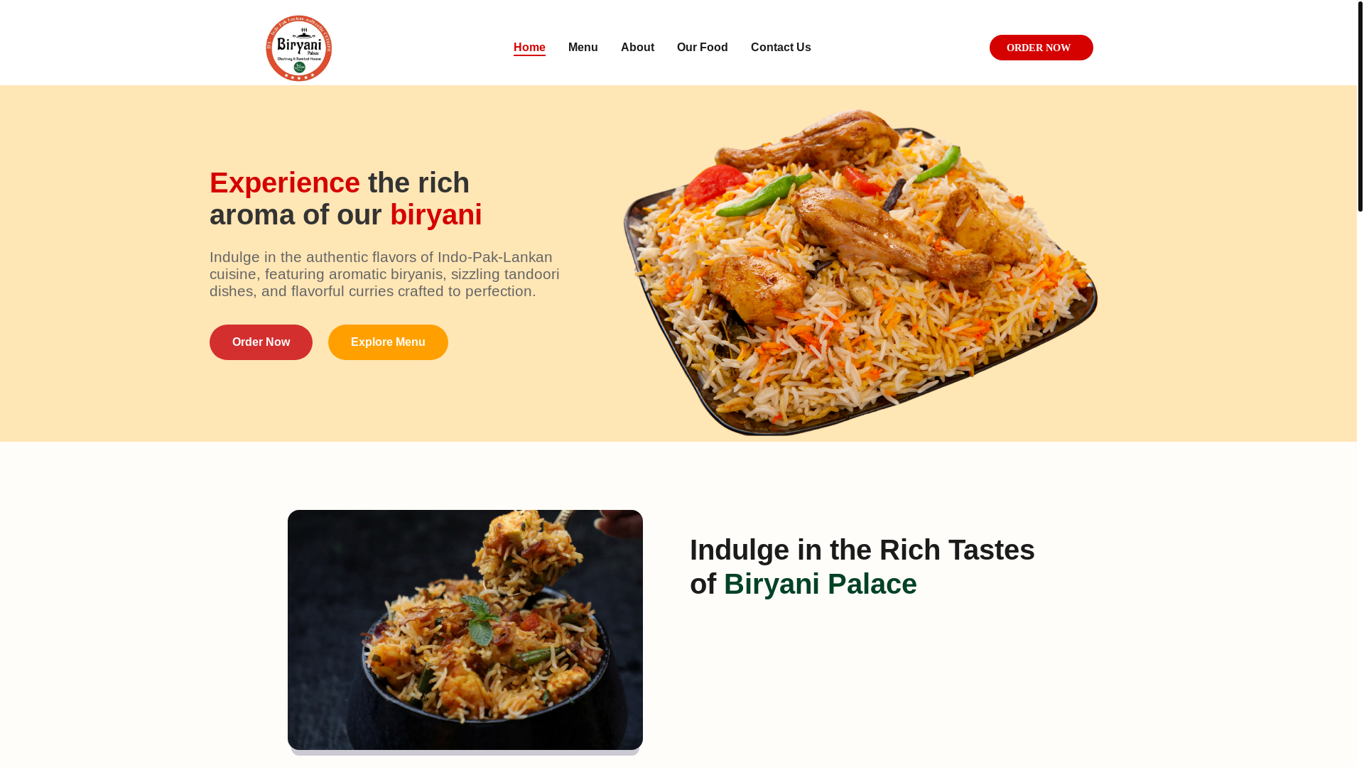 website screenshot of https://biryani-palace.pages.dev/