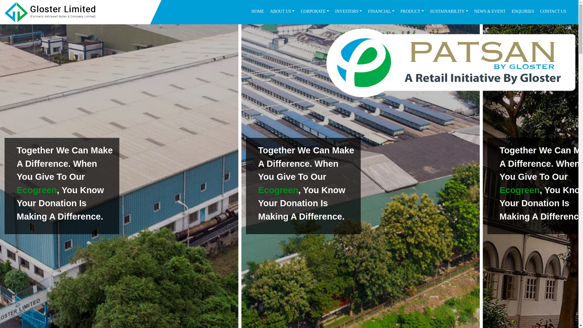 website screenshot of https://www.glosterjute.com/