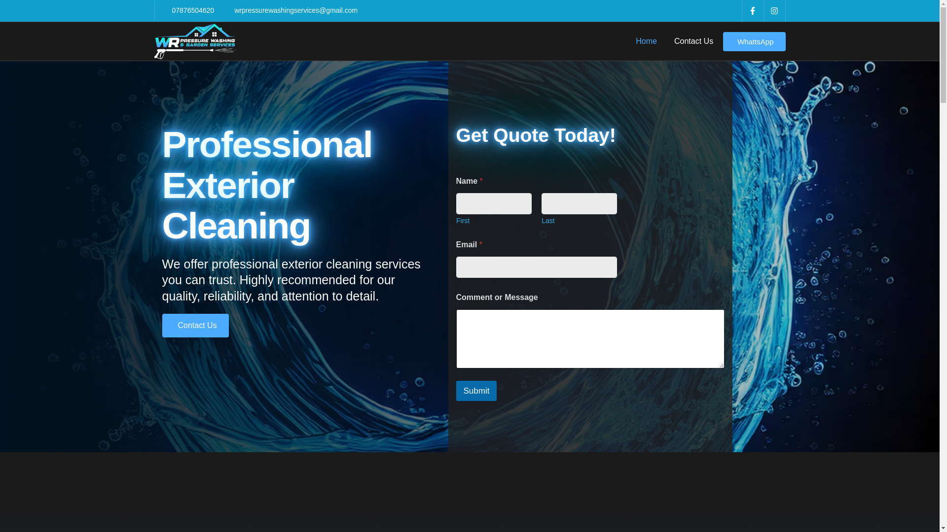 website screenshot of https://wrexteriors.co.uk/