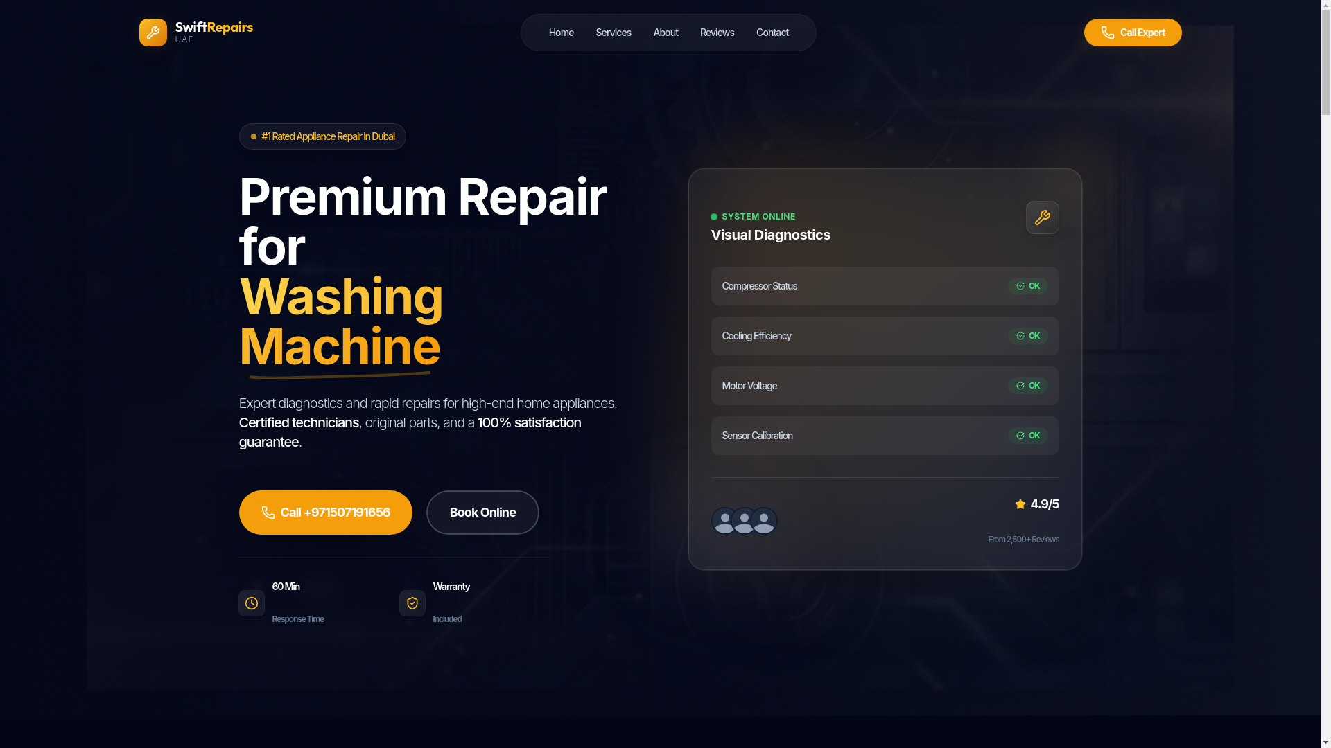 website screenshot of https://swiftrepairsuae.com/