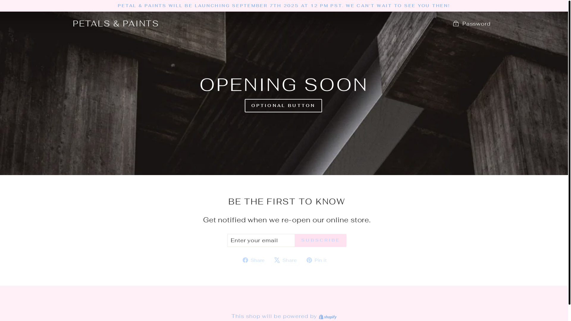 website screenshot of https://petalsandpaints.ca/