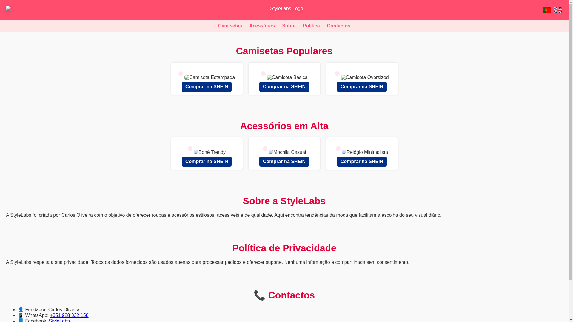 website screenshot of https://stylelabs.pt/