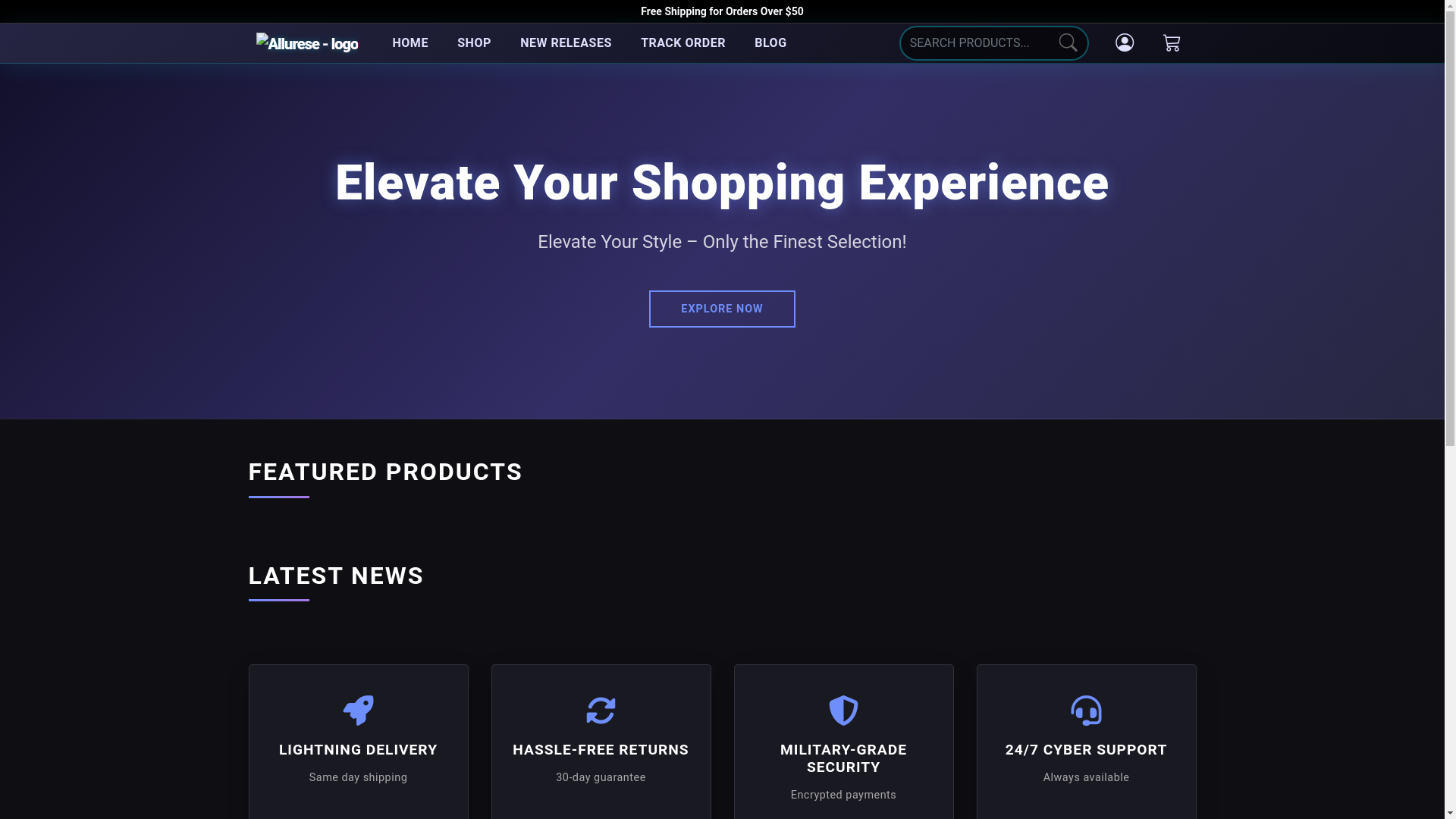 website screenshot of https://allureseek.shop/