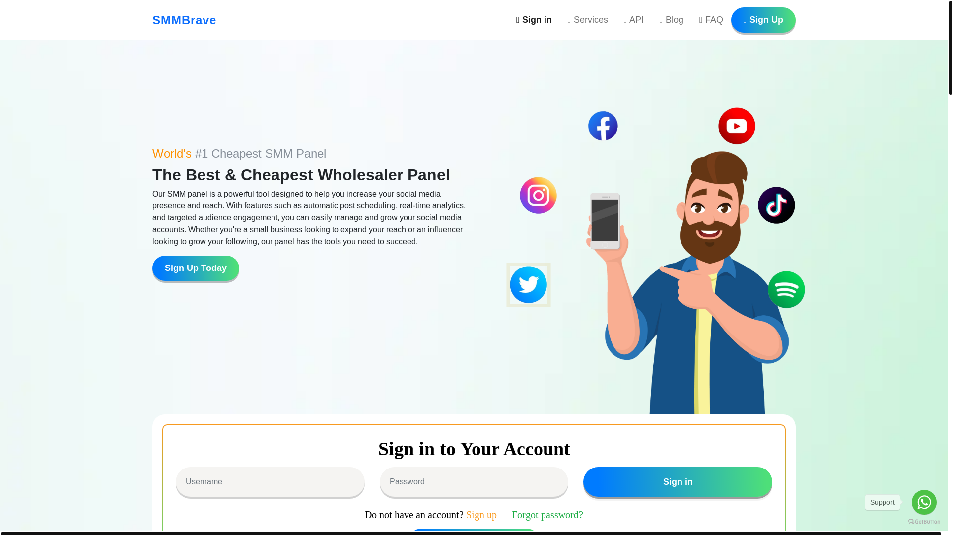 website screenshot of https://smmbrave.com/