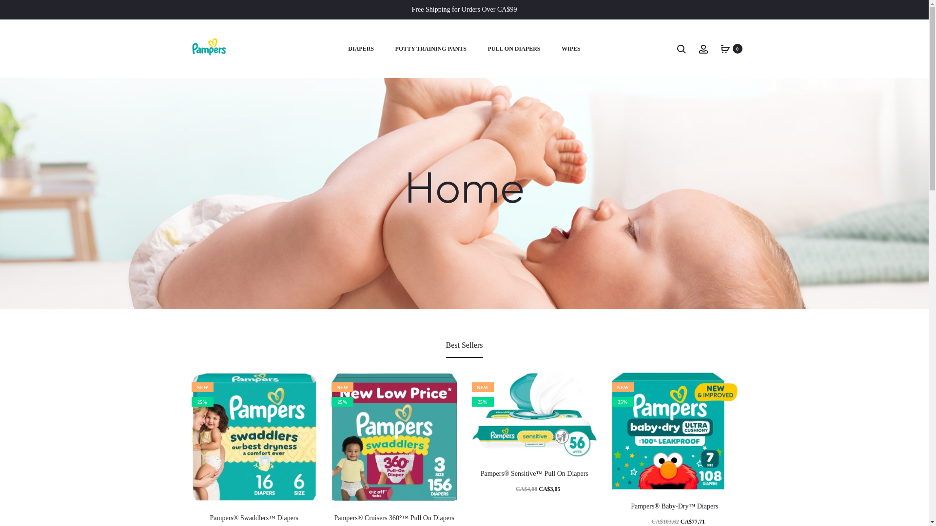website screenshot of https://pamperscanada.ca/