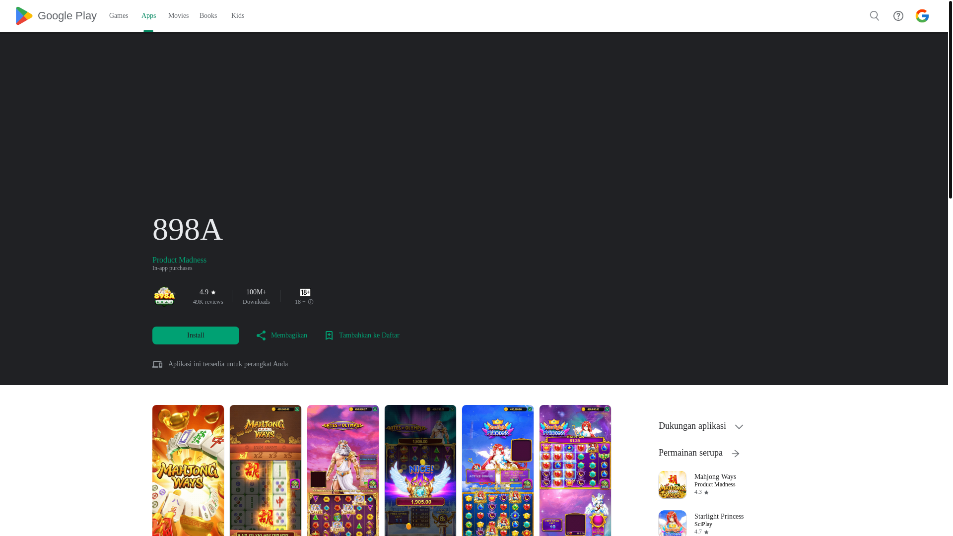 website screenshot of https://gamespinharta.com/