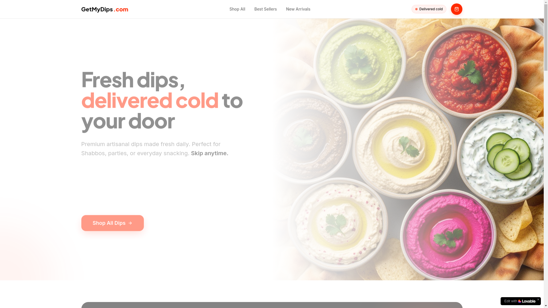 website screenshot of https://getmydips.com/