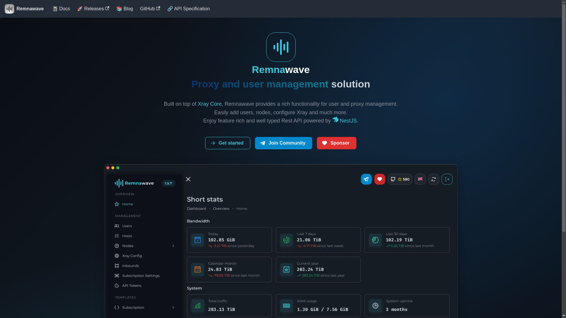 website screenshot of https://marzban.rip/